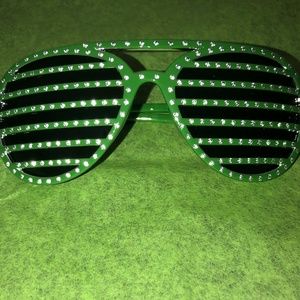 *** NEW *** Striped Rhinestone Sunglasses- Green